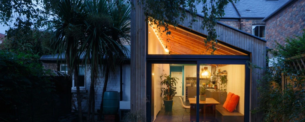 external of house showing pitched roof