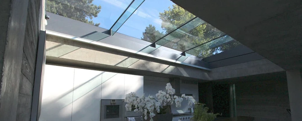skylight over the top of a kitchen