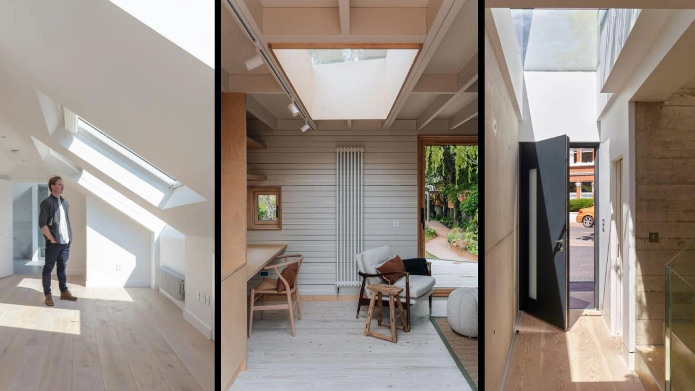 Three photos of different rooms