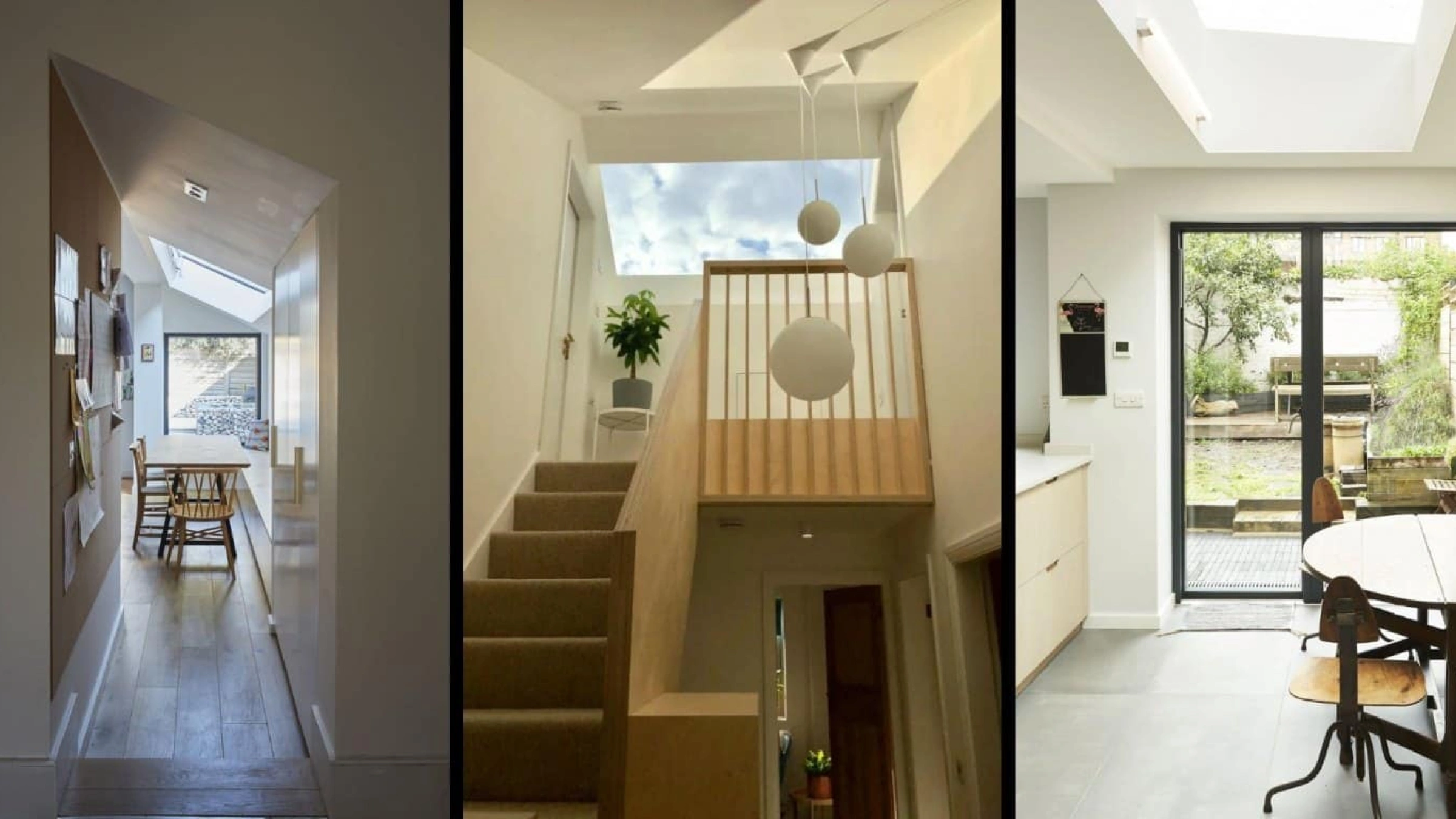 shows 3 different photos of rooms